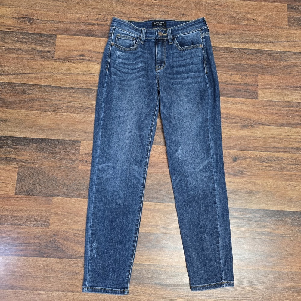 Judy Blue Jeans 3 26 3/26 Relaxed Fit Distressed Denim Stretch Straight Leg